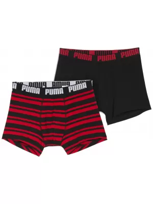 Pánske boxerky PUMA MEN EVERYDAY HERITAGE STRIPE BOXER 93832605 RED/BLACK