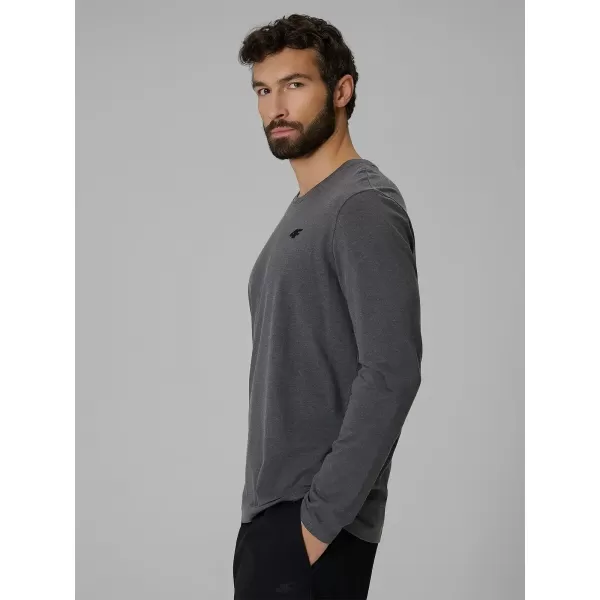  Pánske tričko s dlhým rukávom 4F WMM00TLONM611 DARK GREY MELANGE 