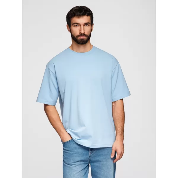  Pánske tričko OMBRE OM-TSBC-0291 BLACK/LIGHT BLUE/OFF WHITE 