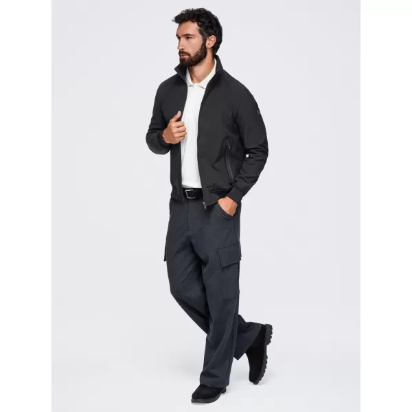  Pánska bunda s kapucňou OMBRE OM-JANP-0233 BLACK 