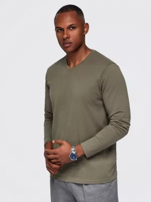 Pánske tričko OMBRE OM-LSBL-0143 DARK OLIVE