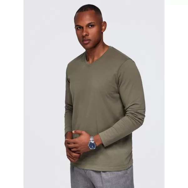  Pánske tričko OMBRE OM-LSBL-0143 DARK OLIVE 