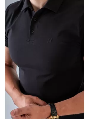 Pánske tričká NEBBIA MIKE MUSCLE FIT POLO 157 BLACK