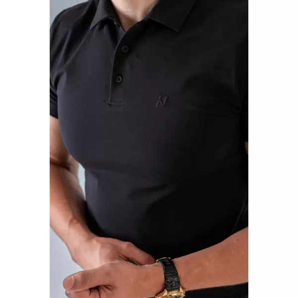  Pánske tričká NEBBIA MIKE MUSCLE FIT POLO 157 BLACK 