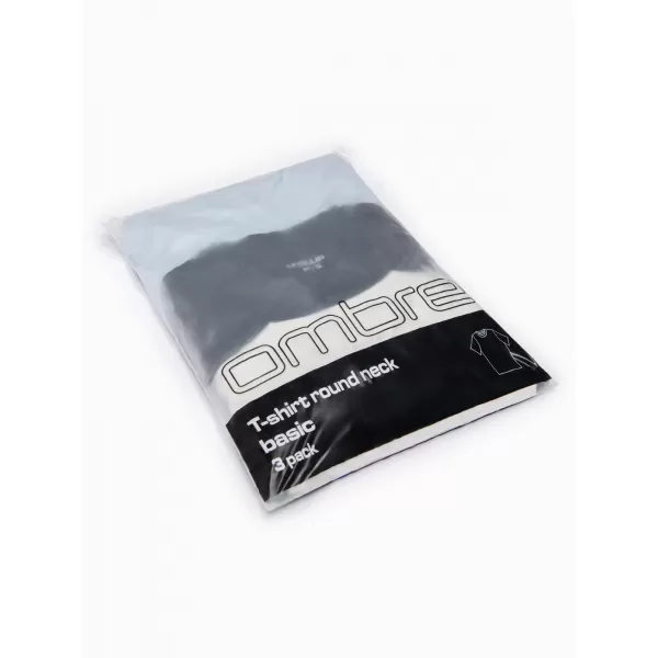  Pánske tričko OMBRE OM-TSBC-0291 BLACK/LIGHT BLUE/OFF WHITE 