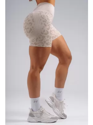 Kompresné push-up šortky s leopardím vzorom NEBBIA PRIMAL 856 CREAM LEOPARD