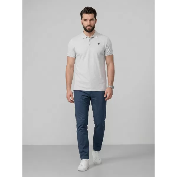  Pánske tričko s golierom 4F WMM00TPTSM0771 COLD LIGHT GREY MELANGE 