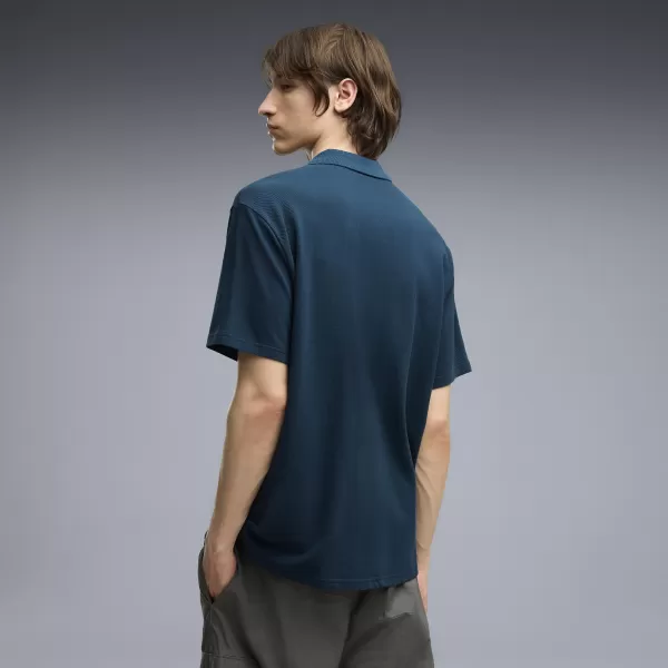  Pánske tričko s golierom PUMA WARDROBE ESS PIQUE RELAXED POLO 62965736 MIDNIGHT PETROL 