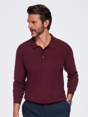 Pánske tričko s golierom OMBRE OM-POLS-0151 BURGUNDY