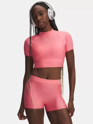 Dámske tričko UNDER ARMOUR HEATGEAR CROP MOCK SS 6010006-600 RUŽOVÁ