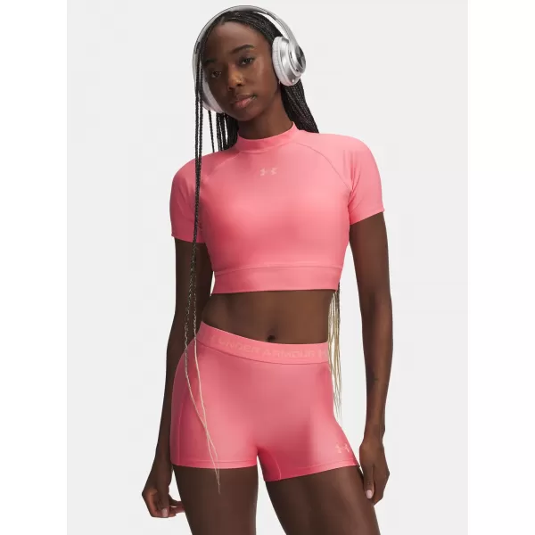  Dámske tričko UNDER ARMOUR HEATGEAR CROP MOCK SS 6010006-600 RUŽOVÁ 