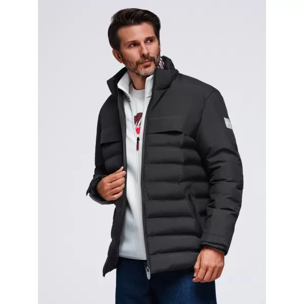  Pánska zimná prešívaná bunda OMBRE OM-JAHP-0305 BLACK 