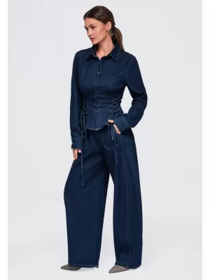 Dámska košeľa OMBRE OW-SH-E0070 NAVY BLUE