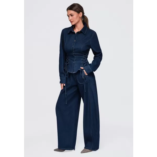 Dámska košeľa OMBRE OW-SH-E0070 NAVY BLUE 