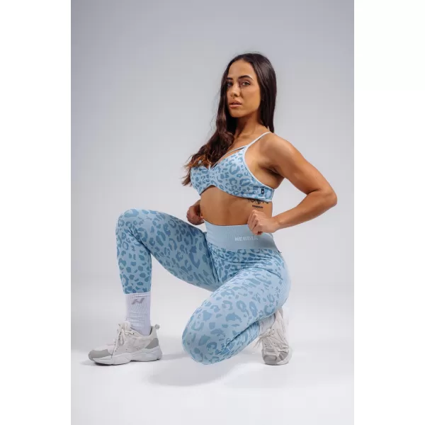  Kompresné push-up legíny s leopardím vzorom NEBBIA PRIMAL 849 BLUE LEOPARD 