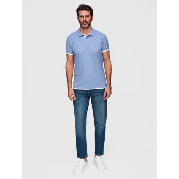  Pánske tričko s golierom OMBRE OM-POSS-0170 BLUE 