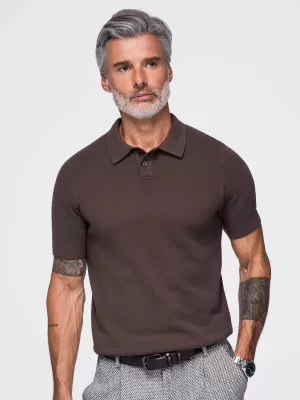 Pánske polo tričko OMBRE OM-POSS-0178 DARK BROWN
