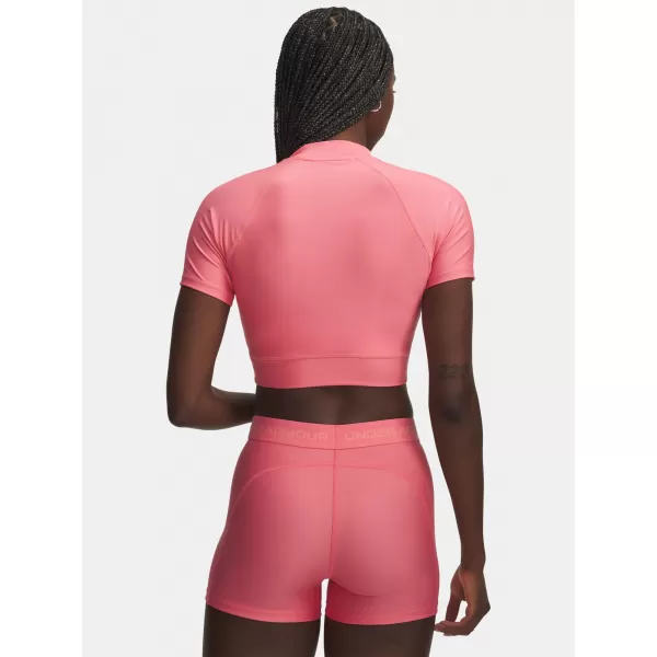 Dámske tričko UNDER ARMOUR HEATGEAR CROP MOCK SS 6010006-600 RUŽOVÁ 