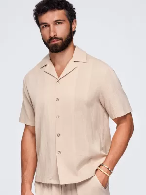 Pánska košeľa OMBRE OM-SHSS-0221 LIGHT BROWN