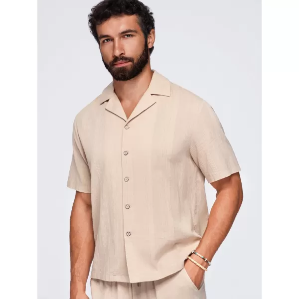  Pánska košeľa OMBRE OM-SHSS-0221 LIGHT BROWN 