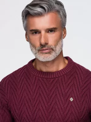 Pánsky sveter OMBRE OM-SWSW-0190 BURGUNDY