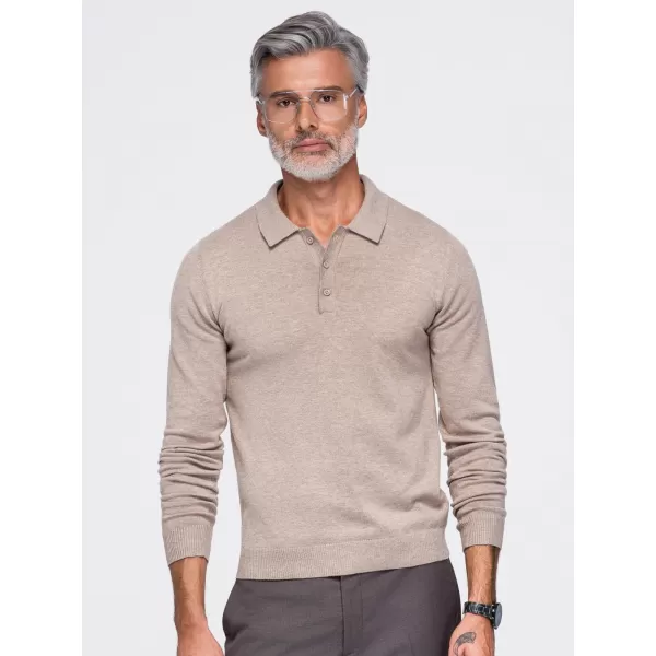  Pánske tričko s golierom OMBRE OM-POLS-0151 BEIGE 