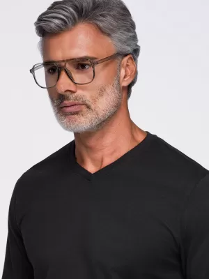 Pánske tričko OMBRE OM-LSBL-0143 BLACK