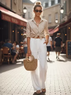 Dámske nohavice DSTREET UY3078 BIELA