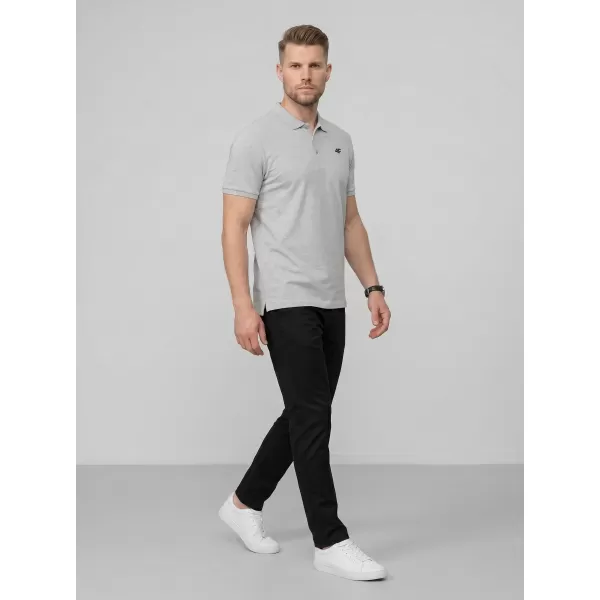  Pánske tričko s golierom 4F WMM00TPTSM0770 DARK GREY MELANGE 