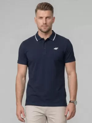 Pánske tričko s golierom 4F WMM00TPTSM0773 NAVY
