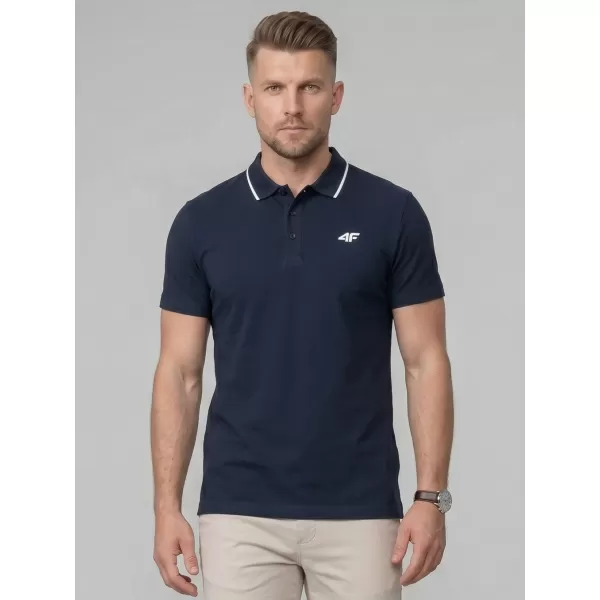  Pánske tričko s golierom 4F WMM00TPTSM0773 NAVY 