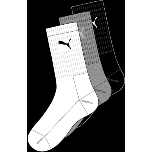  Športové ponožky PUMA PUMA SPORT 3-PACK 88035510 WHITE / GREY / BLACK 