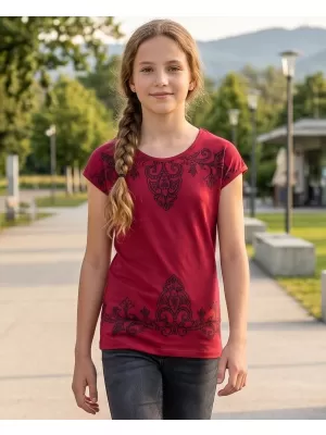 Dievčenské tričko s krátkym rukávom SAM 73 GT 525 ČERVENÁ