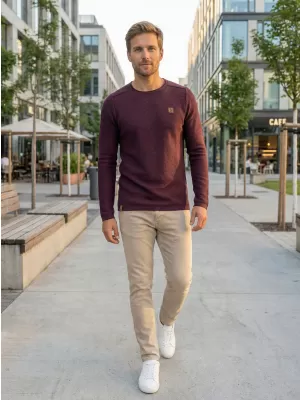 Pánsky sveter ALTISPORT quod MPLR079 VÍNOVÁ