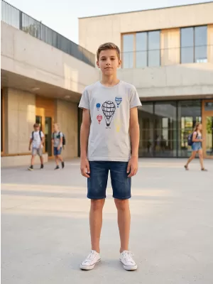 Chlapčenské tričko s krátkym rukávom SAM 73 KTSR256 SVETLO šedá