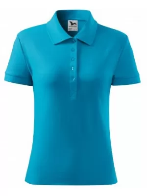 Dámske tričko s golierom MALFINI COTTON 213 TYRKYSOVÁ
