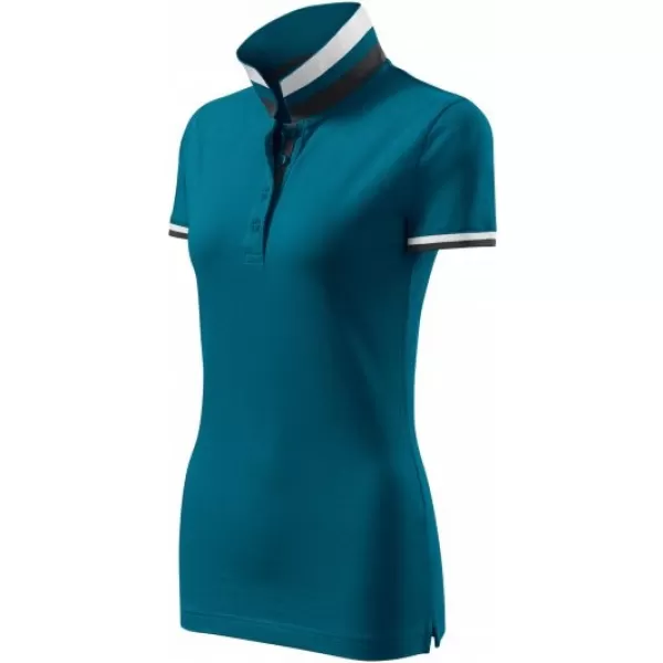  Dámske tričko s golierom MALFINI PREMIUM COLLAR UP 257 PETROLEJOVÁ 