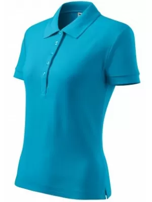 Dámske tričko s golierom MALFINI COTTON 213 TYRKYSOVÁ