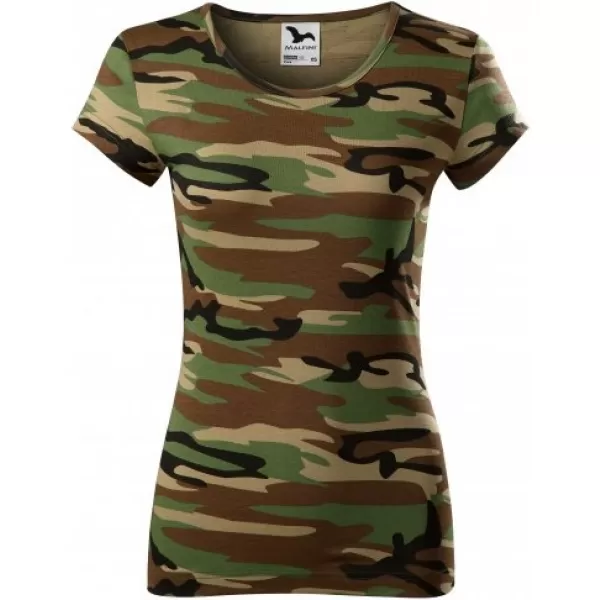  Dámske tričko MALFINI CAMO PURE 122 CAMOUFLAGE BROWN 