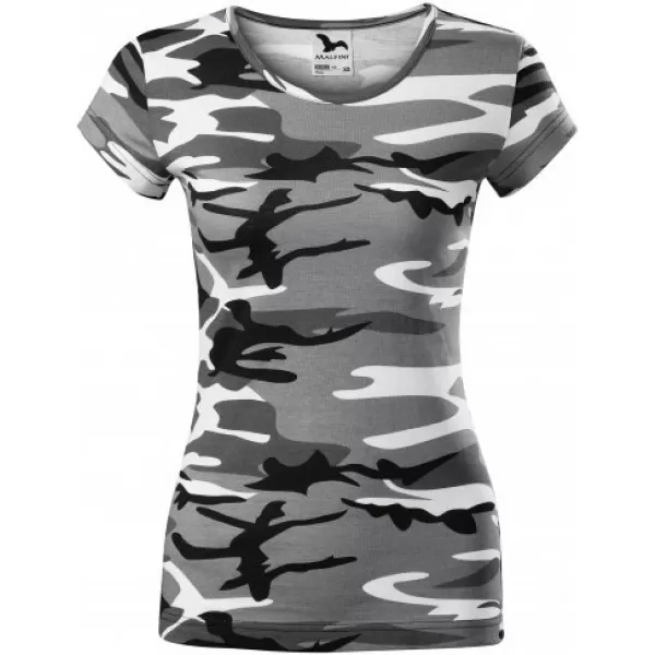  Dámske tričko MALFINI CAMO PURE 122 CAMOUFLAGE GRAY 
