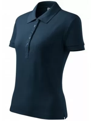 Dámske tričko s golierom MALFINI COTTON 213 NÁMORNÁ MODRÁ
