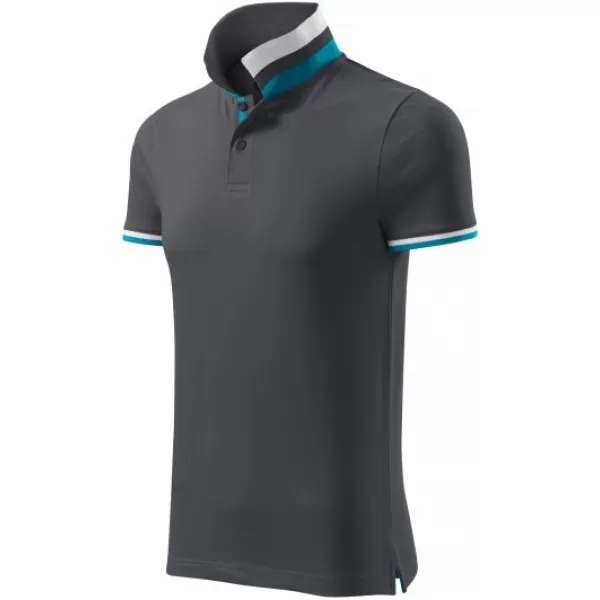  Pánske tričko s golierom MALFINI PREMIUM COLLAR UP 256 LIGHT ANTHRACITE 