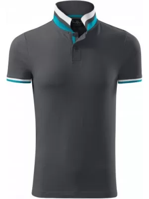 Pánske tričko s golierom MALFINI PREMIUM COLLAR UP 256 LIGHT ANTHRACITE