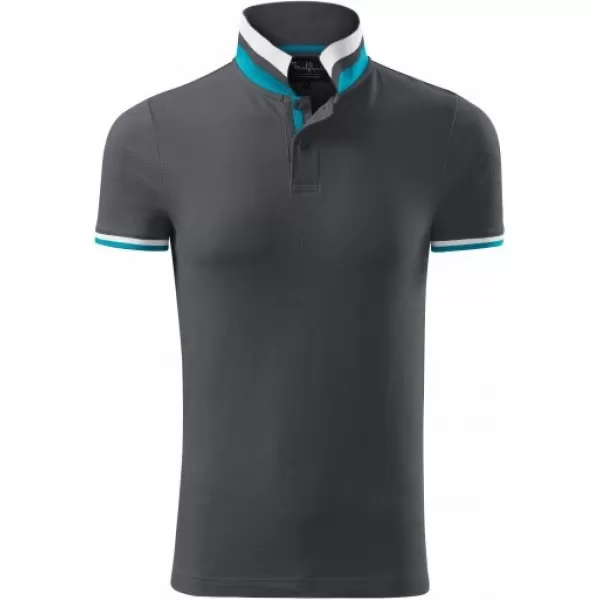  Pánske tričko s golierom MALFINI PREMIUM COLLAR UP 256 LIGHT ANTHRACITE 