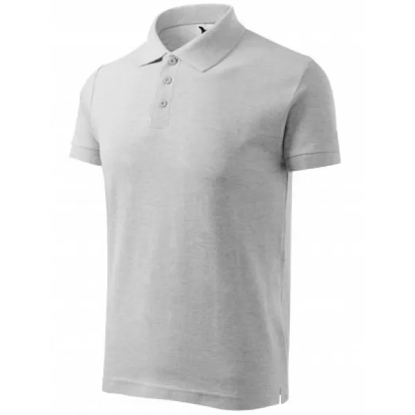  Pánske tričko s golierom MALFINI COTTON 212 SVETLO ŠEDÝ MELÍR 