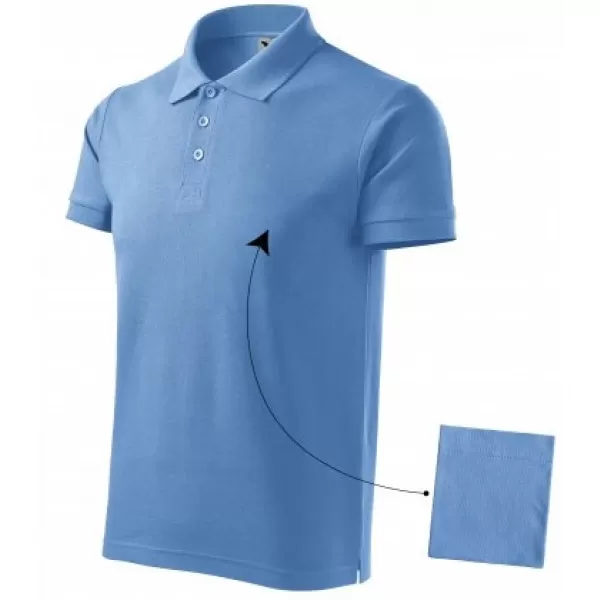  Pánske tričko s golierom MALFINI COTTON 212 NEBESKY MODRÁ 
