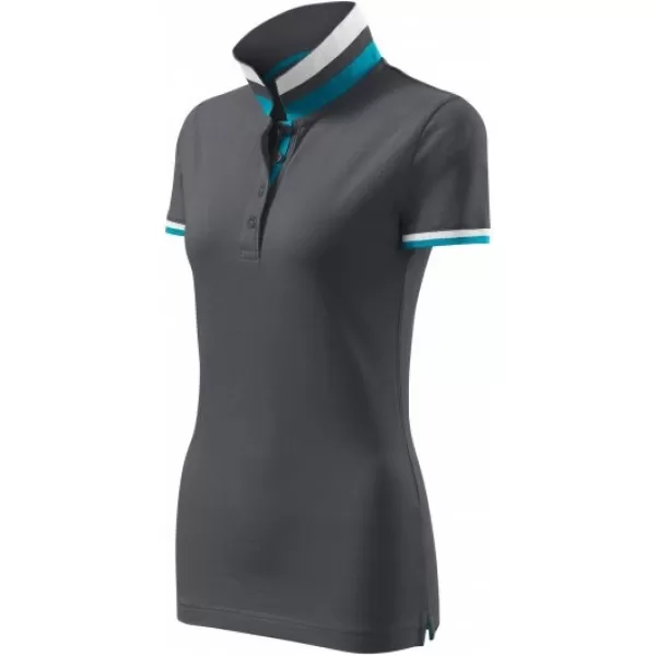  Dámske tričko s golierom MALFINI PREMIUM COLLAR UP 257 LIGHT ANTHRACITE 