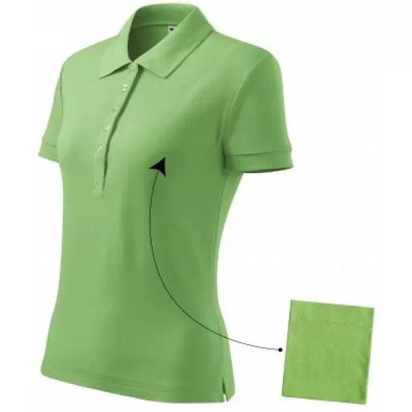  Dámske tričko s golierom MALFINI COTTON 213 TRÁVOVO ZELENÁ 