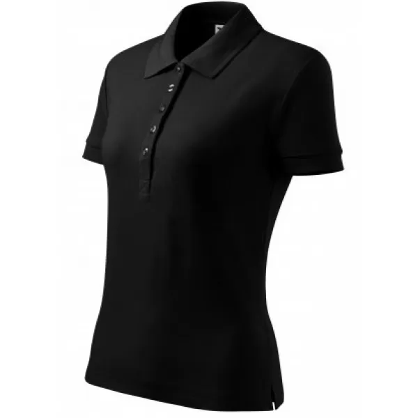  Dámske tričko s golierom MALFINI COTTON 213 ČIERNA 