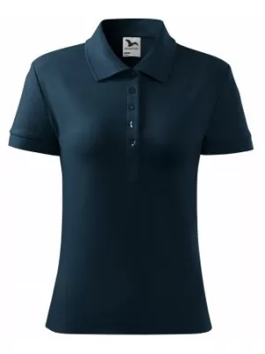 Dámske tričko s golierom MALFINI COTTON 213 NÁMORNÁ MODRÁ